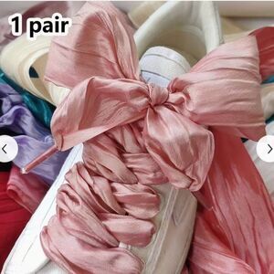 1Pair Stylish Flat Fabric Shoelaces - Pink